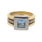 Image 5 of Two-tone gold ring with topaz and diamonds; 0.12 ct.