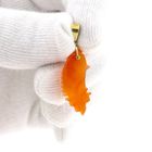 Image 11 of Gold Pendant with Carved Carnelian Fish; 14 Karat