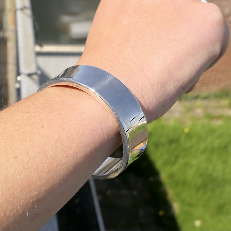 Image 9 of Silver wide slave bracelet | Ø 59 mm