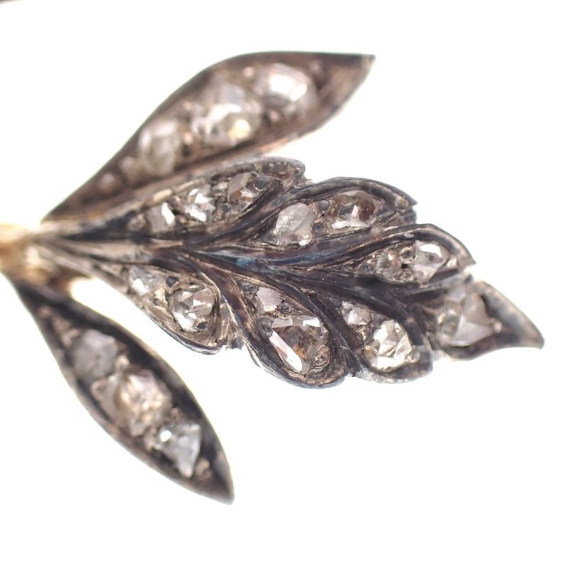 Image 7 of Antique gold and silver brooch with diamonds; approx. 1.00 ct.