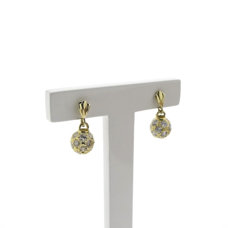 Image 3 of Gold ball stud earrings with zirconia