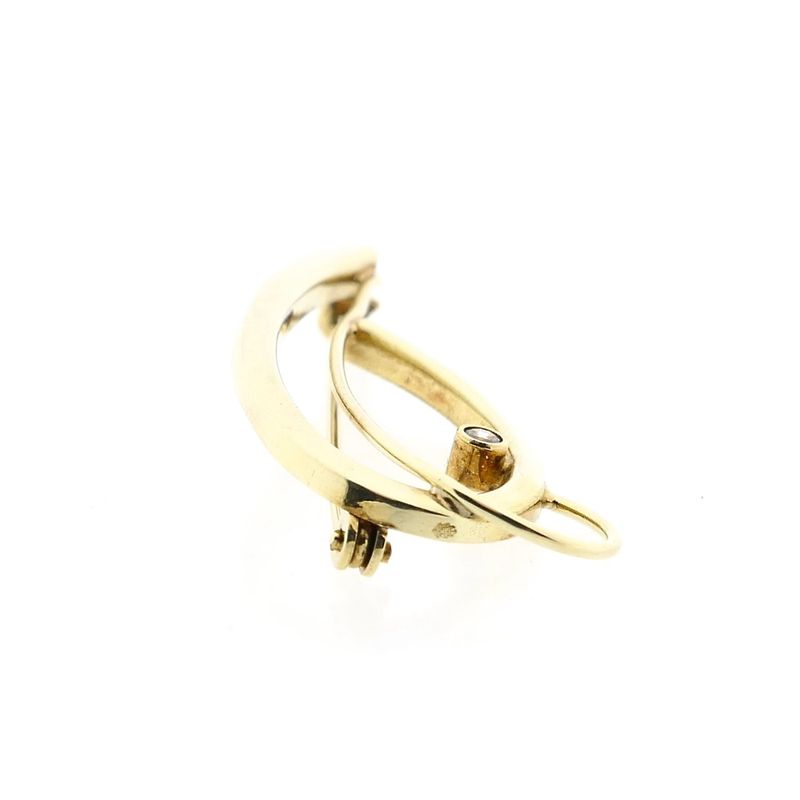 Afbeelding 9 van Vintage gouden abstracte broche met zirconia