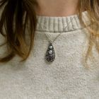 Image 12 of White gold necklace with fixed pendant and diamonds; Approx. 0.50 ct.