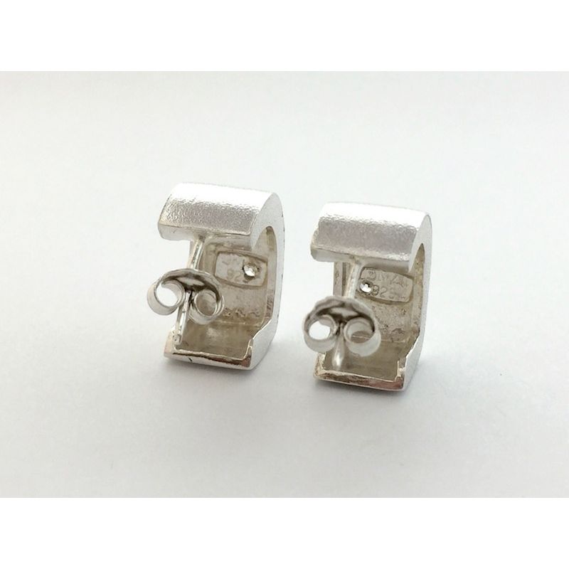 Image 3 of Silver matte earrings with zirconia