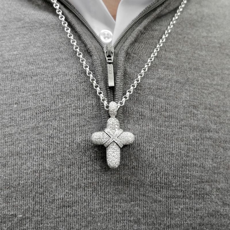 Image 3 of 18-karat white gold cross pendant with diamonds | 1.47 ct.