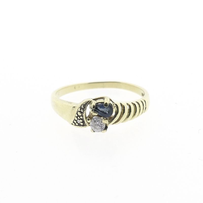 Image 3 of Gold ring with sapphire, zirconia and diamond | 0.005 ct.