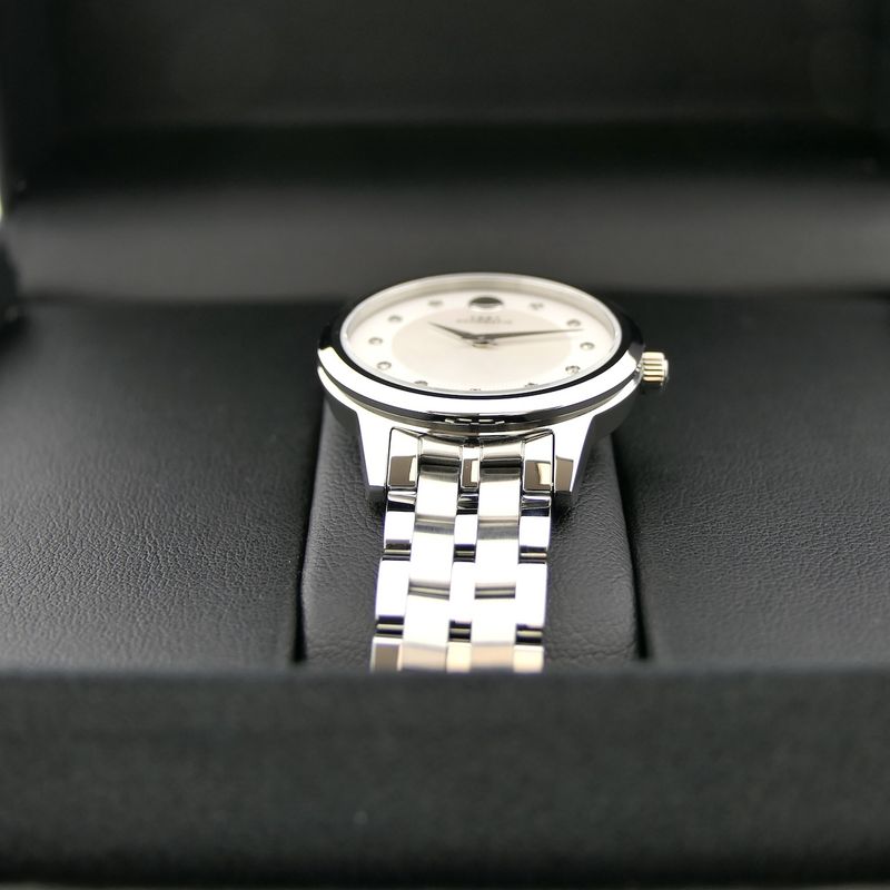 Image 19 of Movado 1881; Automatic women's watch with MOP and diamond dial