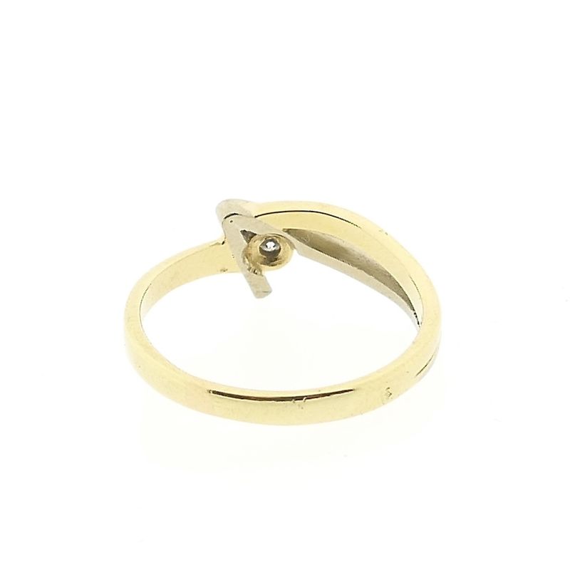 Image 3 of Two-tone gold ring with diamond; 0.02 ct.