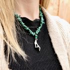 Image 8 of Malachite bead necklace with silver pendant and clasp