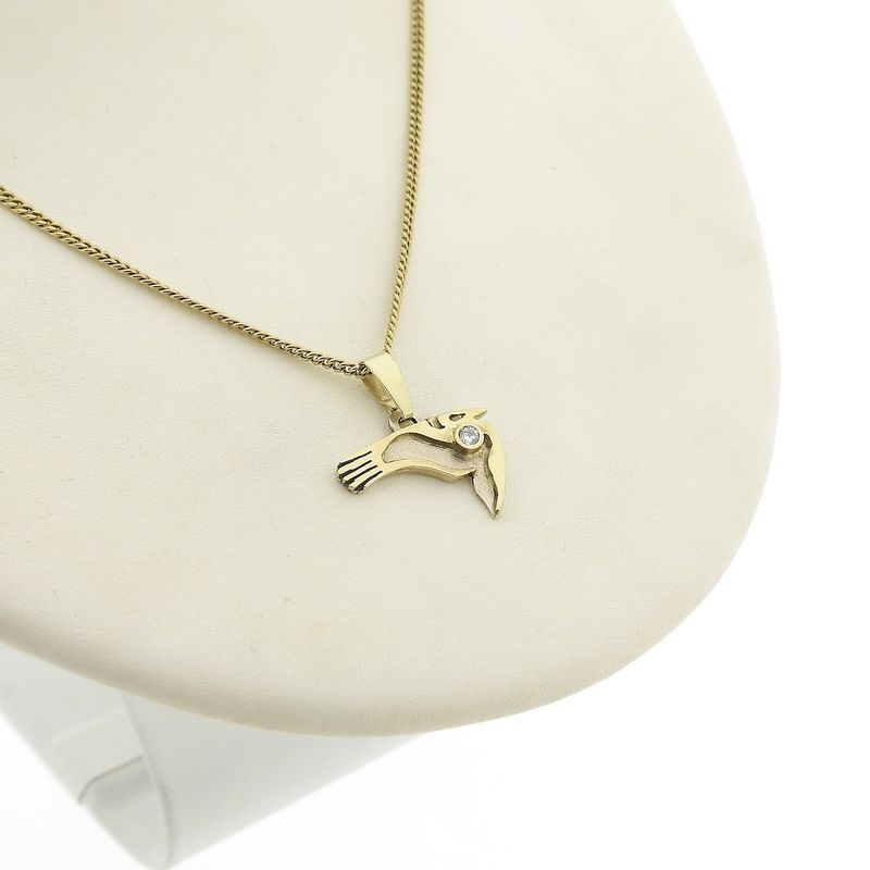Image 8 of Two-tone gold pendant with diamond; Toucan