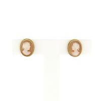 Gold stud earrings with cameo