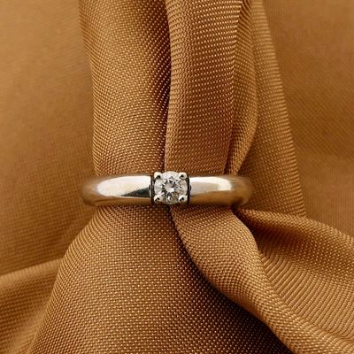 Image 2 of White Gold Solitaire Ring with Diamond; 0.08 ct.