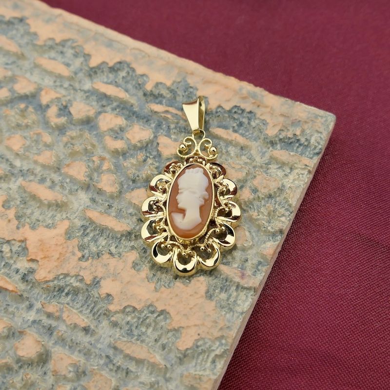 Image 8 of Vintage gold pendant with cameo