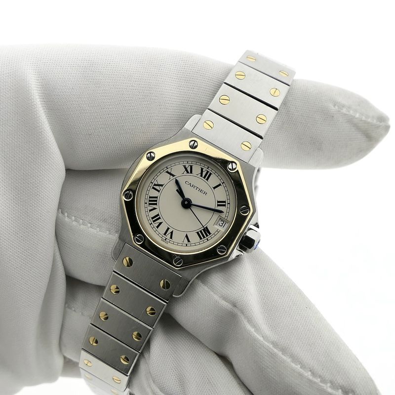 Image 11 of Cartier Santos Octagon 187903; Women's watch in 18k gold and steel