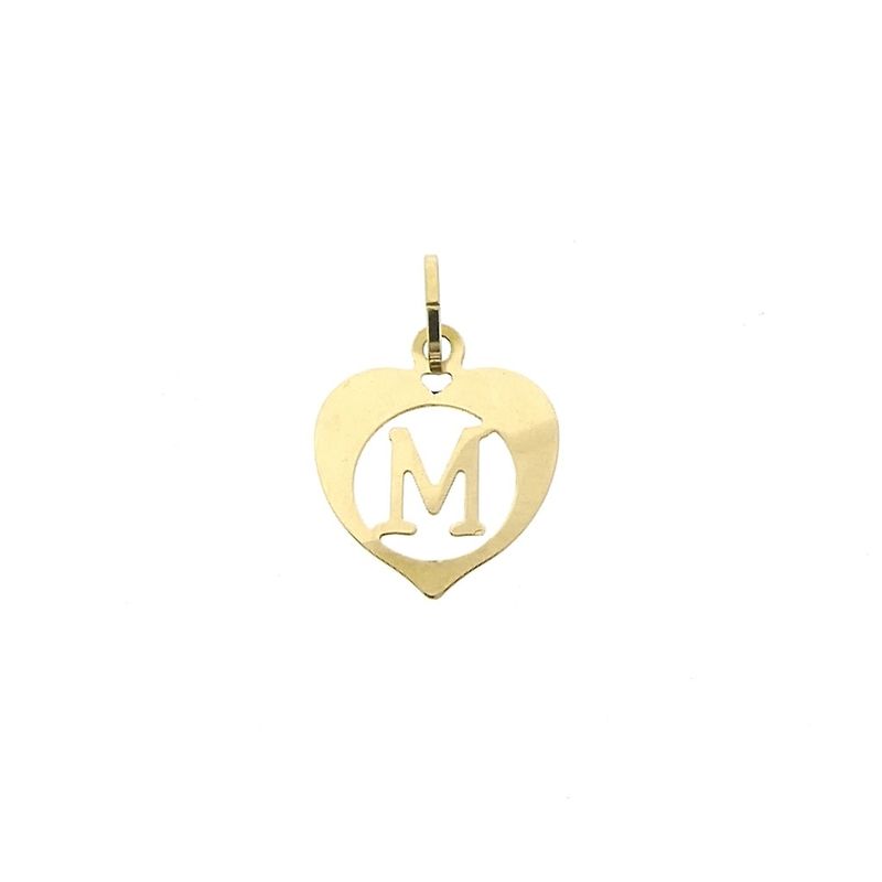 Image 5 of Gold heart pendant; Letter M