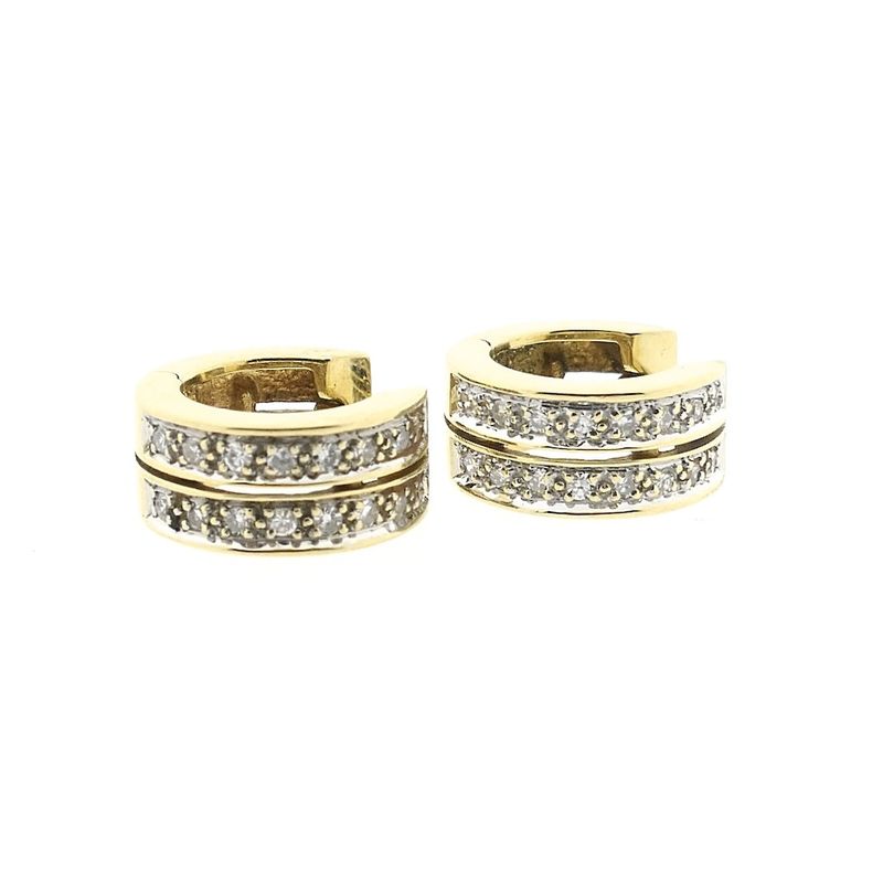 Image 7 of Gold hoop earrings with diamonds; Ø 13.1 mm