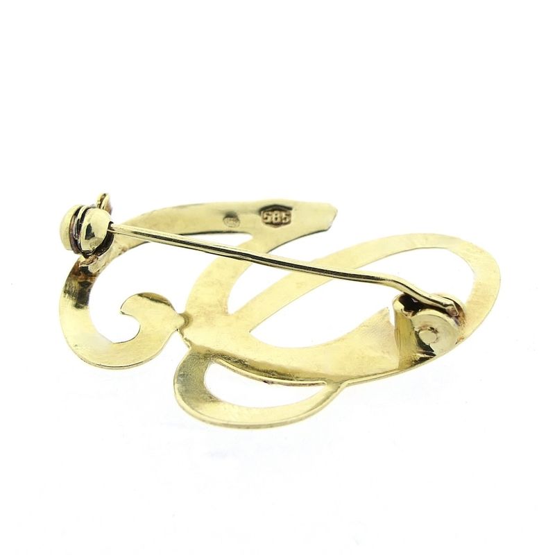 Image 4 of Gold letter brooch; letter G