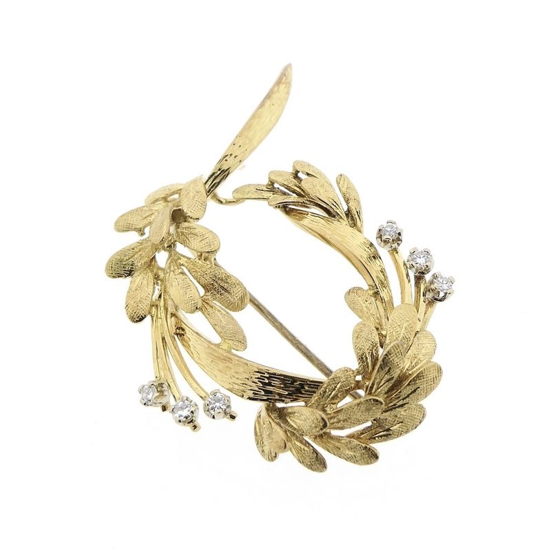Image 4 of Vintage gold fantasy brooch with diamond 0.21 ct.