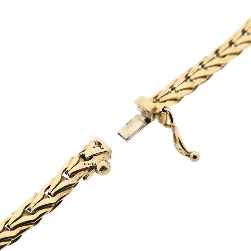 Image 5 of Gold Fantasy Link Necklace with Tricolor Pendant