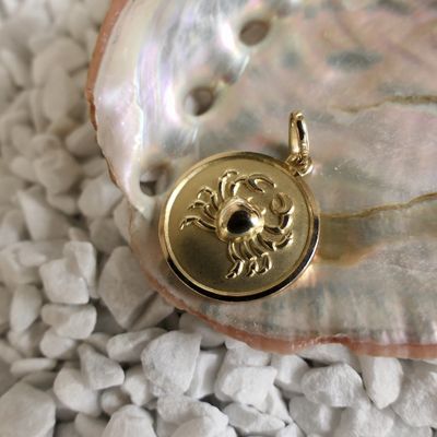 Image 2 of 18K Gold Zodiac Sign Pendant; Cancer