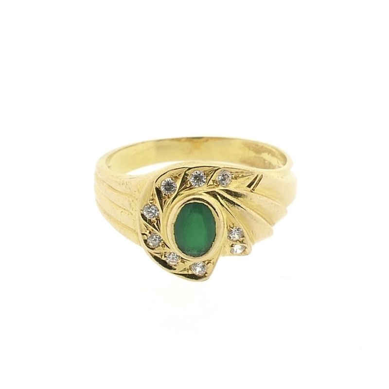 Image 3 of 19.2 carat gold ring with emerald and zirconia.
