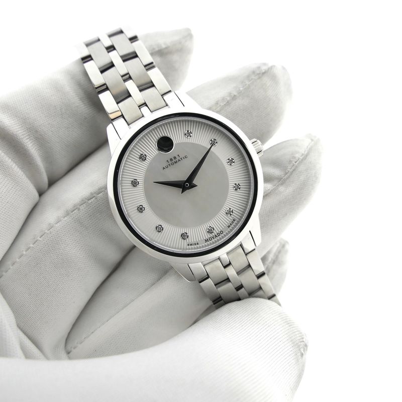 Image 6 of Movado 1881; Automatic women's watch with MOP and diamond dial