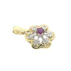 Image 7 of Two-tone gold flower pendant with ruby ​​and diamond | 0.06 ct.
