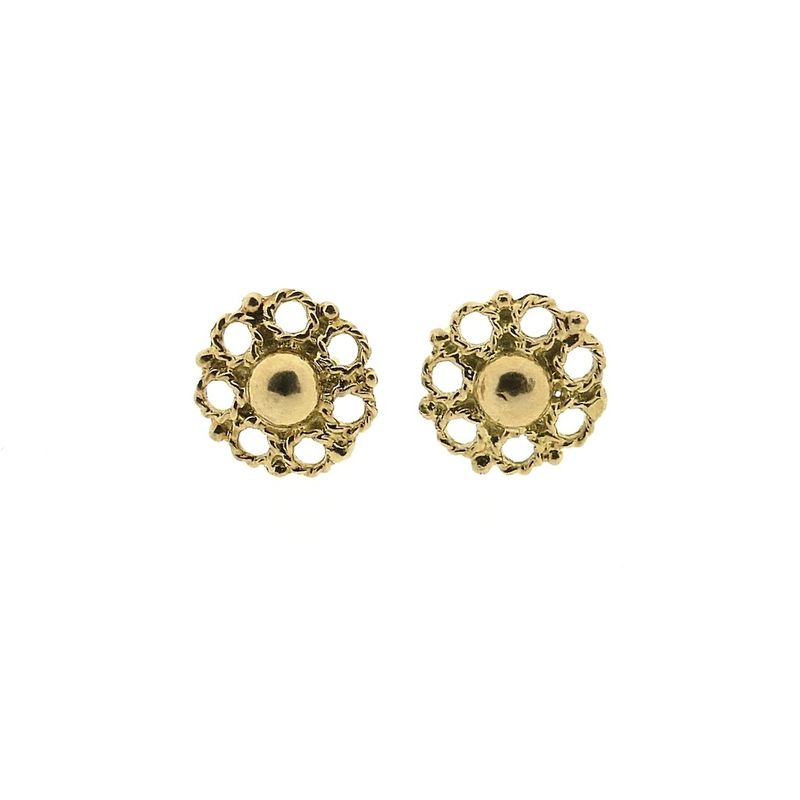 Image 7 of Antique/vintage gold flower stud earrings | Filigree technique