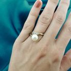Image 6 of Gold ring with pearl and diamonds | 0.21 ct.