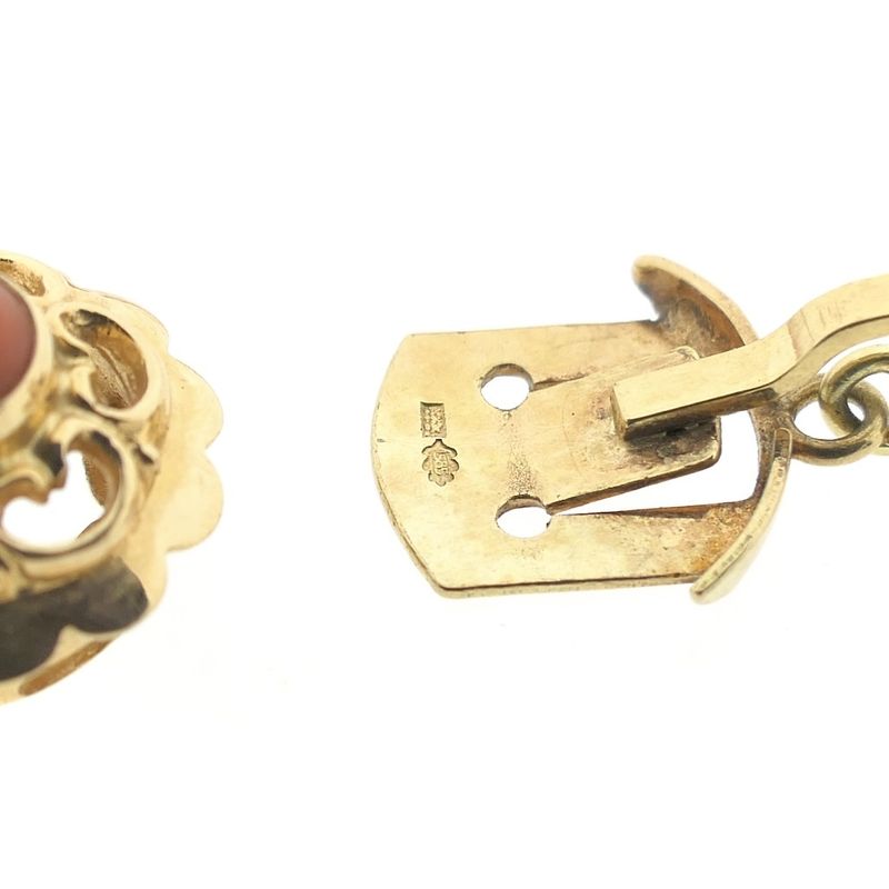 Image 7 of Red coral bead necklace with gold clasp; Antique | 46.5 cm