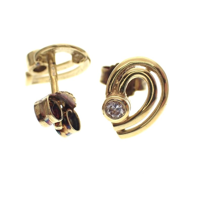 Image 3 of Gold fantasy stud earrings with zirconia