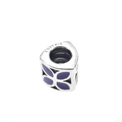Image 1 of Pandora charm; Silver; Purple Flower