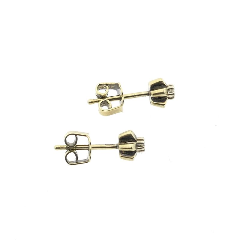 Image 8 of Vintage gold floral stud earrings with diamond; 0.04 ct.