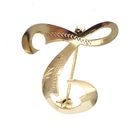 Image 1 of Gold letter brooch; letter T