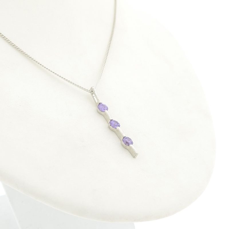 Image 5 of Silver pendant with purple zirconia stones