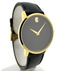 Image 3 of Movado Museum Classic; Gold-plated men's watch with black dial; 0607195