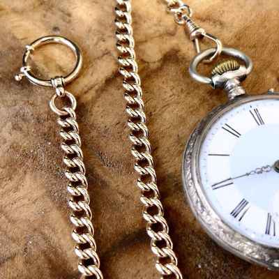 Image 2 of Vintage gold watch chain; Chatelaine (for a pocket watch)