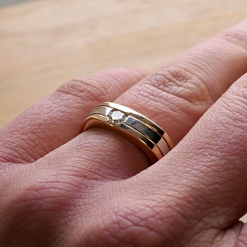 Image 7 of Two-tone gold ring with diamond; 0.25 ct.