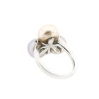 Image 6 of White gold ring with pearl and diamonds; 0.06 ct.