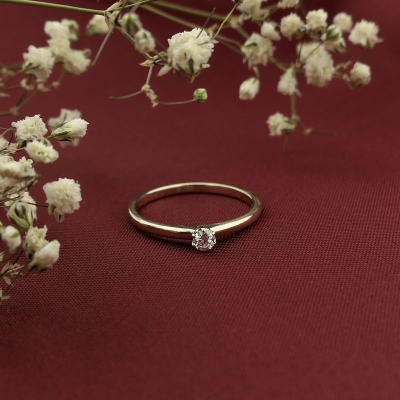 Image 2 of White gold solitaire ring with diamond | 0.08 ct.