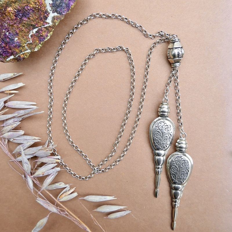 Image 2 of Silver vintage jasseron necklace with fixed pendant | 80 cm