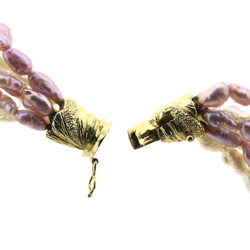 Image 8 of Pearl (baroque) necklace with gold decorative clasp | 52 cm