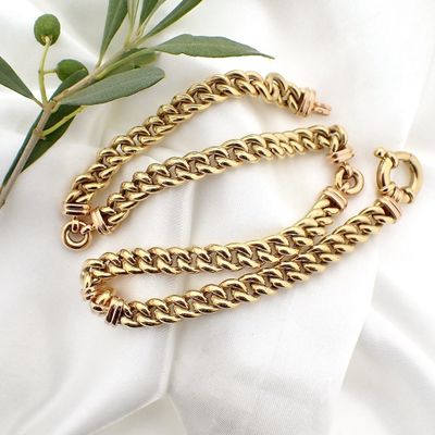 Two-tone gold gourmet link necklace Image 2 of Two-tone gold gourmet link necklace