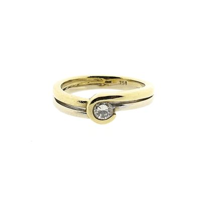Image 2 of Two-tone gold ring with diamond; 0.22 ct.