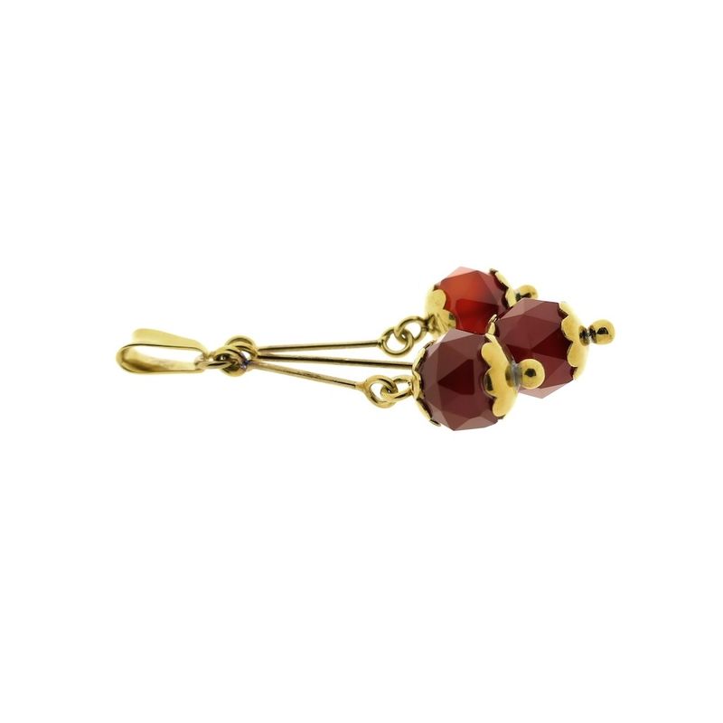 Image 6 of Vintage gold pendant with a cluster of carnelian.