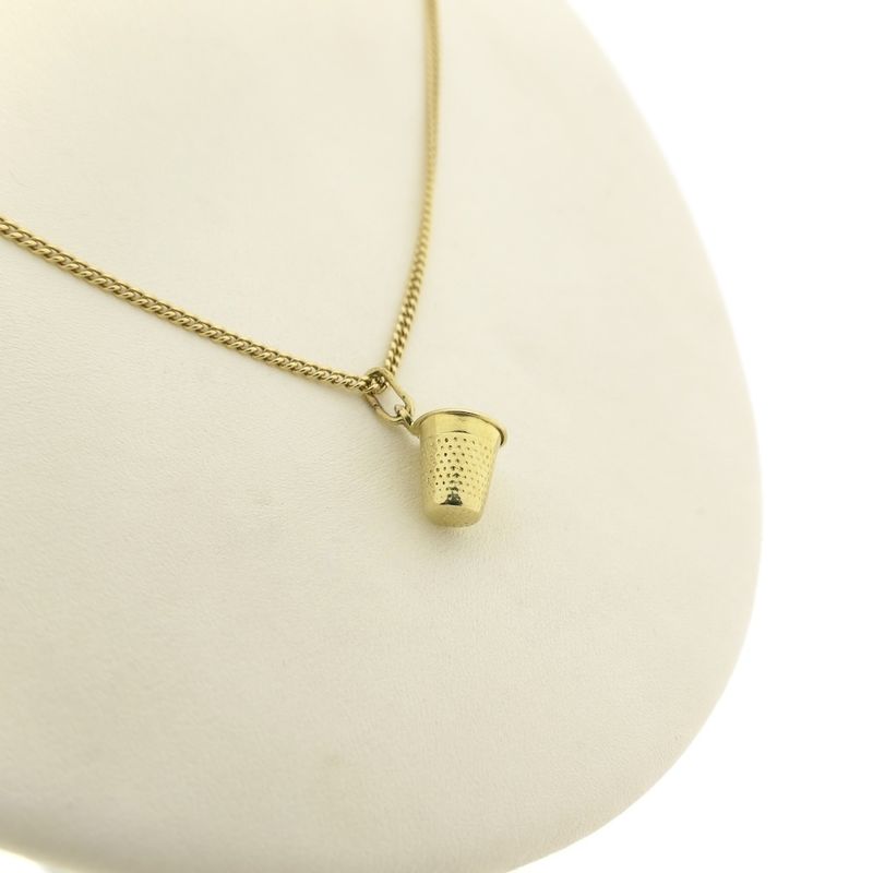 Image 12 of Gold minimalist pendant of a thimble