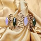 Image 10 of Gold bracelet with amethyst and jade