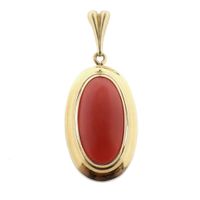 Gold pendant with blood coral | Vintage/antique