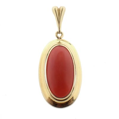Gold pendant with blood coral | Vintage/antique Image 1 of Gold pendant with blood coral | Vintage/antique