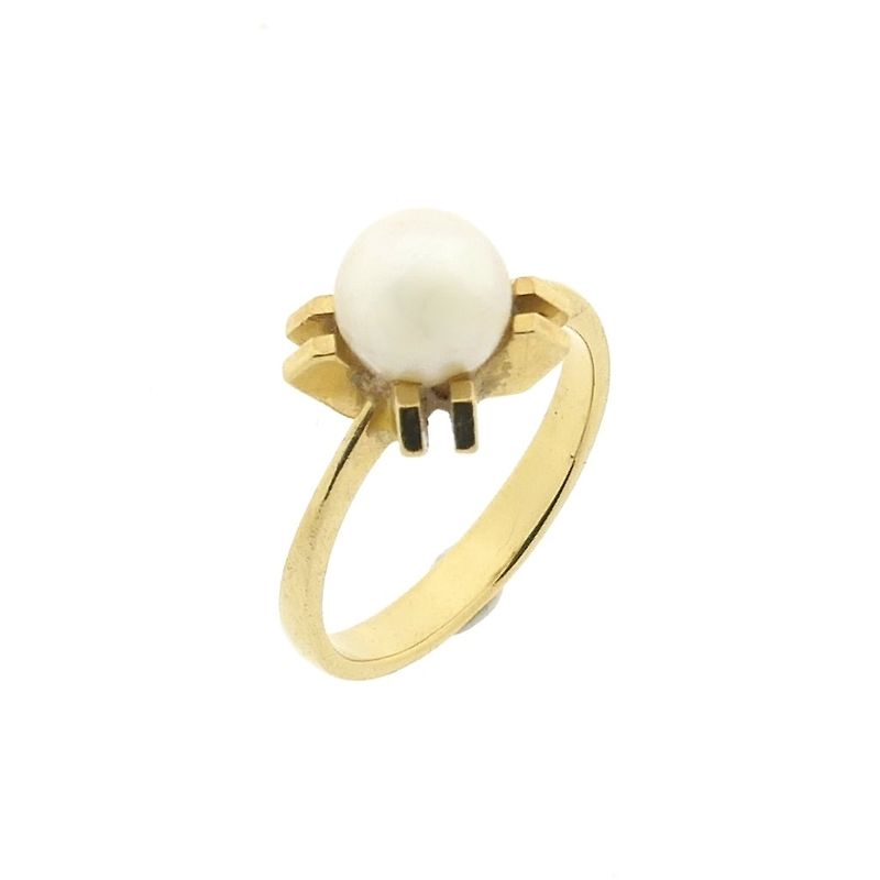 Image 1 of Gold ring with pearl